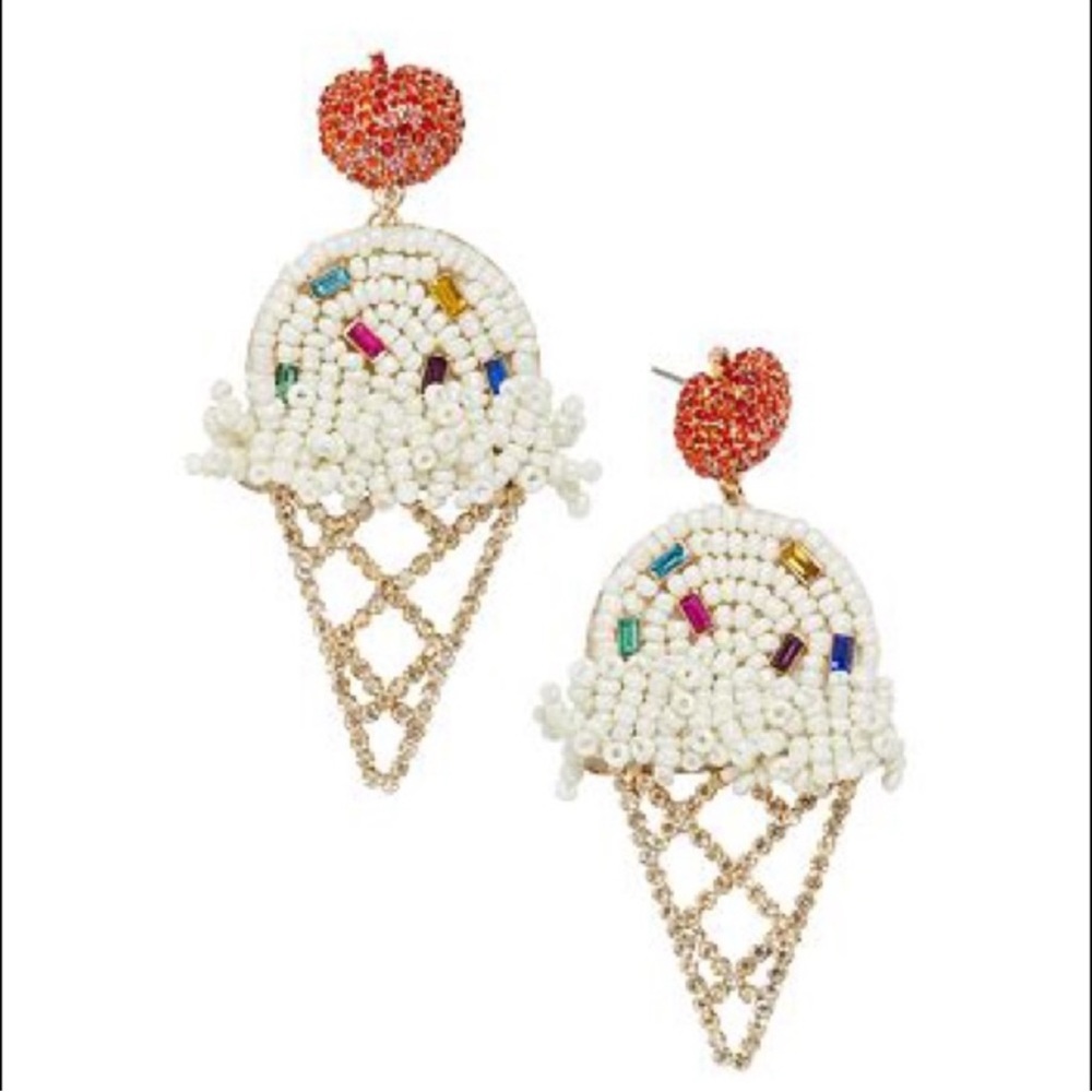 BaubleBar Ice Cream Cone Earrings - White and Gold